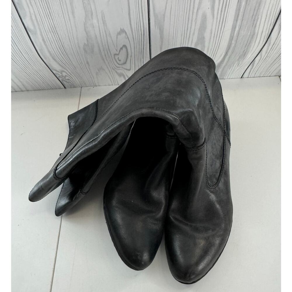 Vintage Y2K Born Black Soft Leather Zip Heeled Riding Boots Womens Sz 7.5 - Picture 7 of 12